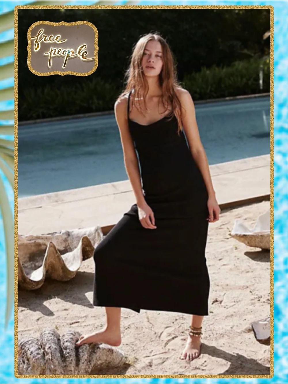 NWOT Free People Beach Moss Midi Dress XS Black